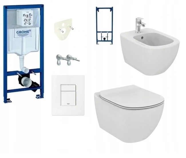 zestaw do WC Ideal Standard z białym przyciskiem Grohe.png