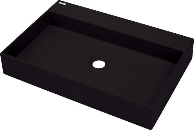 Umywalka granitowa nablatowa - 60x40 cm, wykończenie: nero