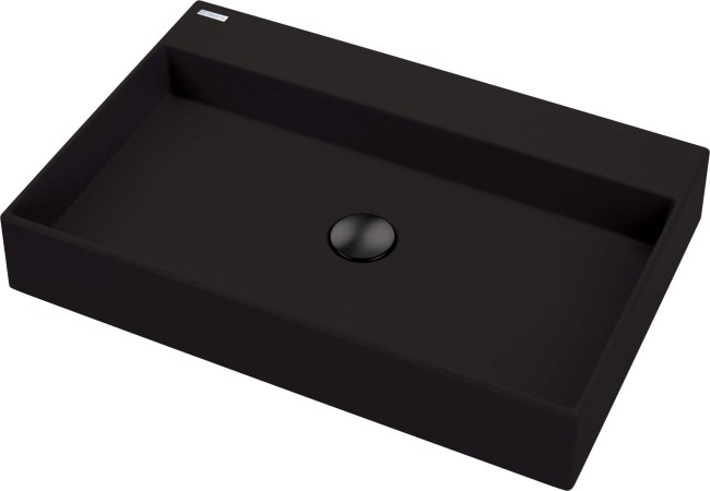Umywalka granitowa nablatowa - 60x40 cm, wykończenie: nero