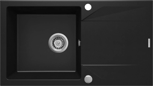 Zlewozmywak granitowy 1-komorowy z ociekaczem, wykończenie: nero