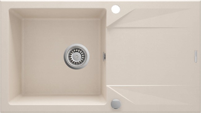 Zlewozmywak granitowy 1-komorowy z ociekaczem, wykończenie: beż