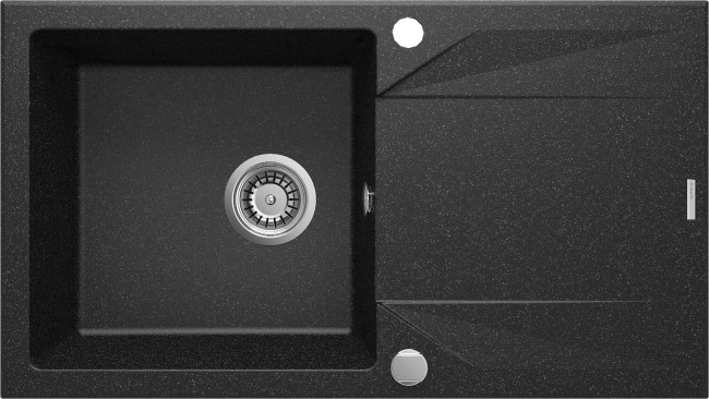 Zlewozmywak granitowy 1-komorowy z ociekaczem, wykończenie: grafit