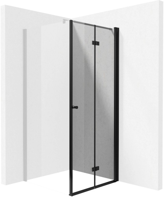Drzwi prysznicowe systemu Kerria Plus 70 cm - składane, wykończenie: nero