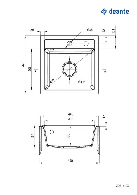 Zlewozmywak granitowy 1-komorowy, wykończenie: grafit metalik