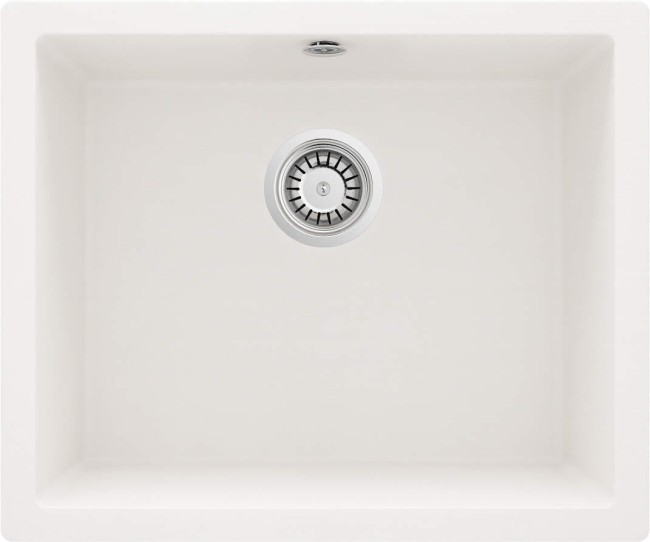 Zlewozmywak granitowy 1-komorowy - montowany na równi z blatem, wykończenie: alabaster