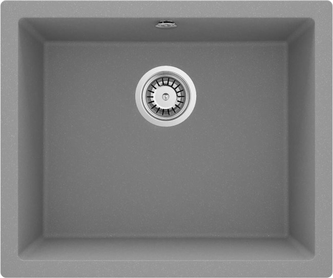 Zlewozmywak granitowy 1-komorowy - montowany na równi z blatem, wykończenie: szary metalik
