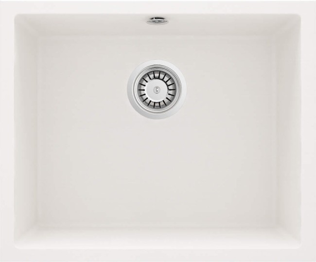 Zlewozmywak granitowy 1-komorowy podwieszany, wykończenie: alabaster