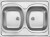 Zlewozmywak stalowy 2-komorowy - nakładany, wykończenie: stal, dekor