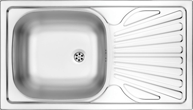 Zlewozmywak stalowy 1-komorowy z ociekaczem, wykończenie: stal, dekor