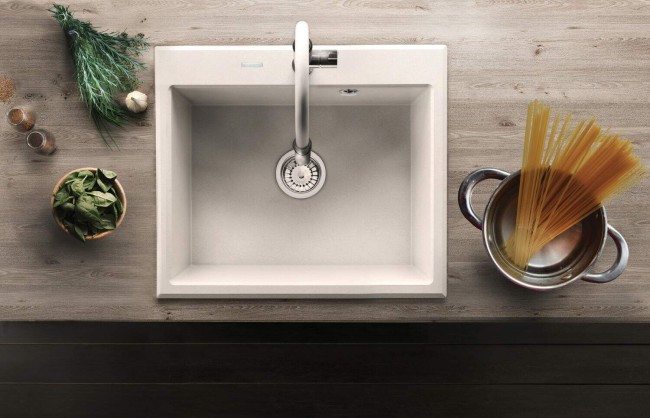 Zlewozmywak granitowy 1-komorowy, wykończenie: alabaster