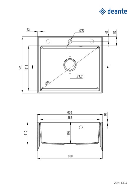 Zlewozmywak granitowy 1-komorowy, wykończenie: grafit metalik