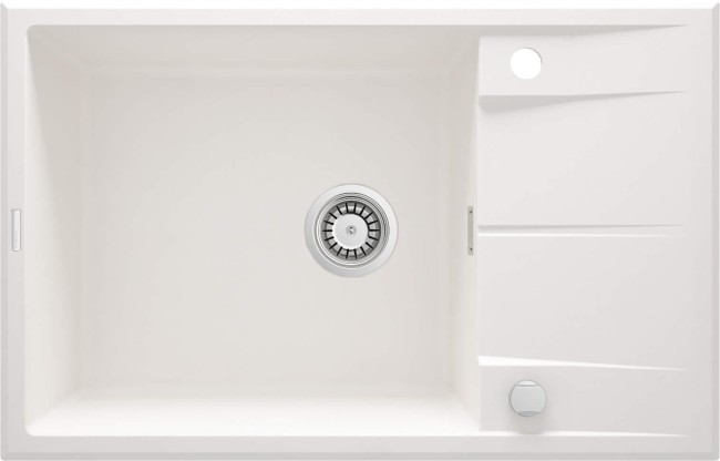 Zlewozmywak granitowy 1-komorowy z ociekaczem, wykończenie: alabaster