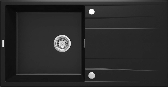 Zlewozmywak granitowy 1-komorowy z ociekaczem, wykończenie: nero