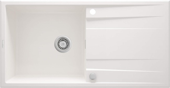 Zlewozmywak granitowy 1-komorowy z ociekaczem, wykończenie: alabaster