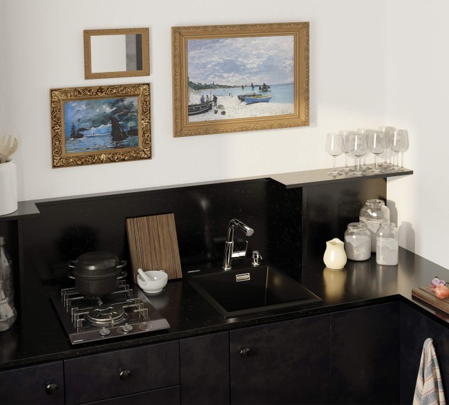 Zlewozmywak granitowy 1-komorowy, wykończenie: nero