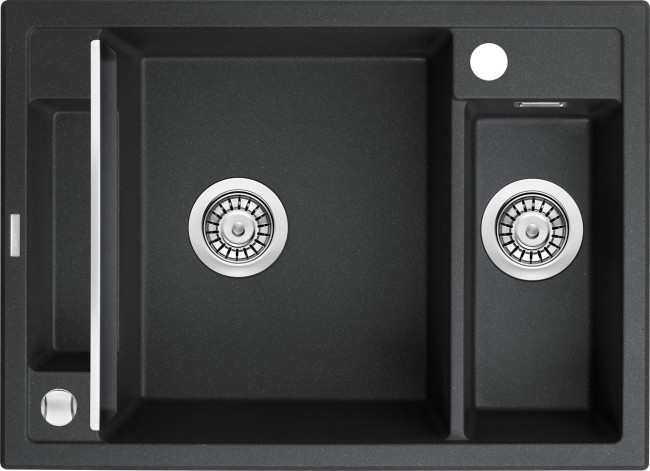 Zlewozmywak granitowy magnetyczny 1.5-komorowy, wykończenie: grafit metalik