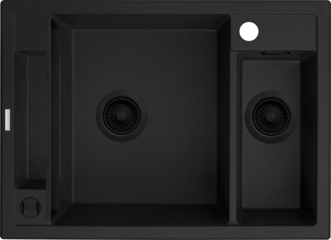 Zlewozmywak granitowy magnetyczny 1.5-komorowy, wykończenie: nero