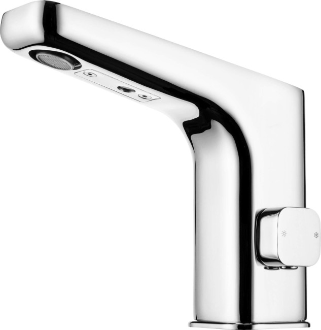 Bateria umywalkowa bezdotykowa z regulacją temperatury - 4xAA, wykończenie: chrom