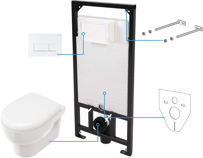 Zestaw WC podtynkowy 6 w 1, wykończenie: bianco, biały