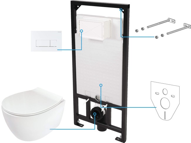 Zestaw WC podtynkowy 6 w 1, wykończenie: bianco, biały