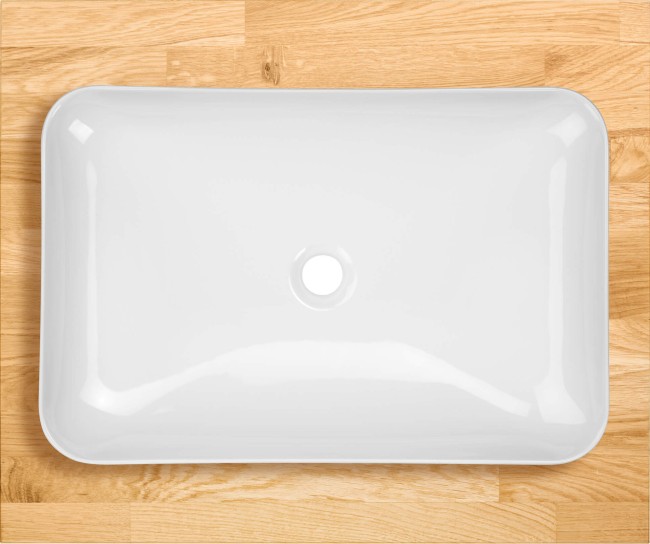 Umywalka ceramiczna nablatowa - 60x40 cm, wykończenie: biały