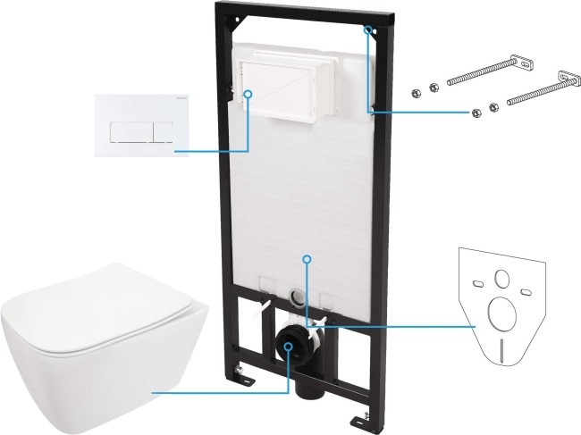 Zestaw WC podtynkowy 6 w 1, wykończenie: bianco, biały