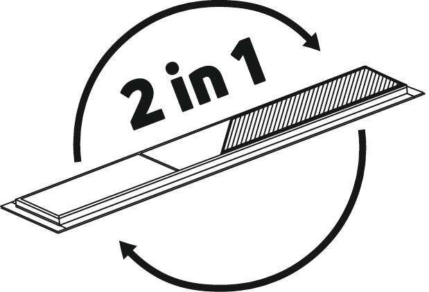 Odpływ liniowy podłogowy 100 cm - Odwracalny, wykończenie: stal