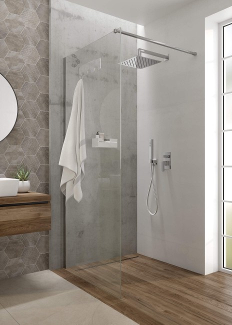 Kabina prysznicowa walk-in 90 cm, wykończenie: chrom