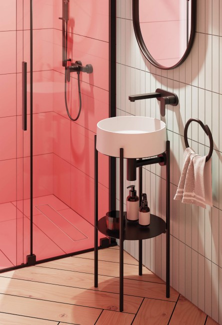 Ścianka prysznicowa walk-in - przesuwna, wykończenie: nero