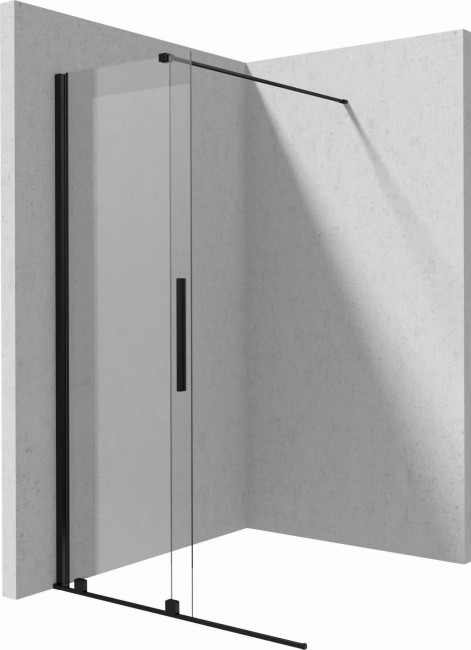 Ścianka prysznicowa walk-in - przesuwna, wykończenie: nero