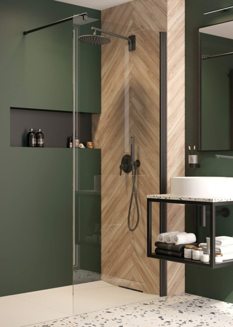 Ścianka prysznicowa / walk-in systemu Kerria Plus 80 cm, wykończenie: nero