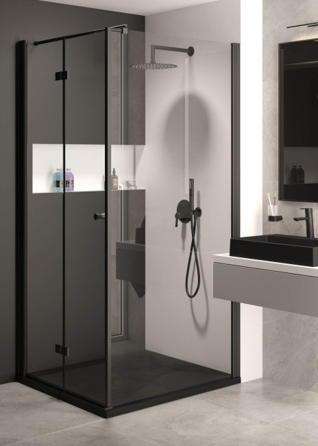 Ścianka prysznicowa / walk-in systemu Kerria Plus 90 cm, wykończenie: nero