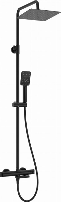 Deszczownica z baterią wannową termostatyczną, wykończenie: nero