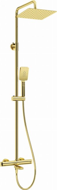 Deszczownica z baterią wannową termostatyczną, wykończenie: złoty