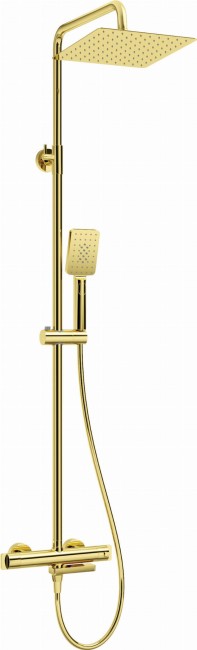 Deszczownica z baterią wannową termostatyczną, wykończenie: złoty