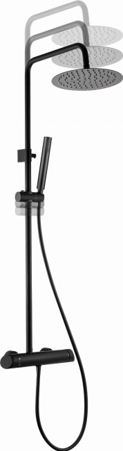 Deszczownica z baterią prysznicową, wykończenie: nero