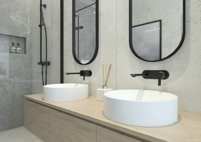 Deszczownica z baterią prysznicową, wykończenie: nero