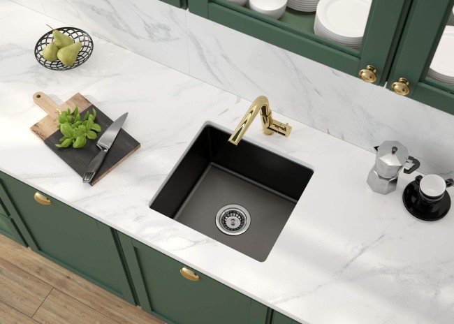 Zlewozmywak ceramiczny 1-komorowy, wykończenie: nero