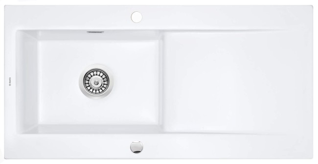 Zlewozmywak ceramiczny 1-komorowy z ociekaczem, wykończenie: biały