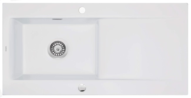 Zlewozmywak ceramiczny 1-komorowy z ociekaczem, wykończenie: bianco