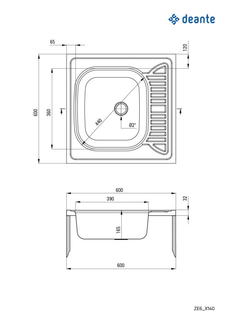 Zlewozmywak stalowy 1-komorowy z ociekaczem - nakładany, wykończenie: stal, satyna
