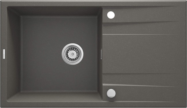 Zlewozmywak granitowy 1-komorowy z ociekaczem, wykończenie: antracyt metalik