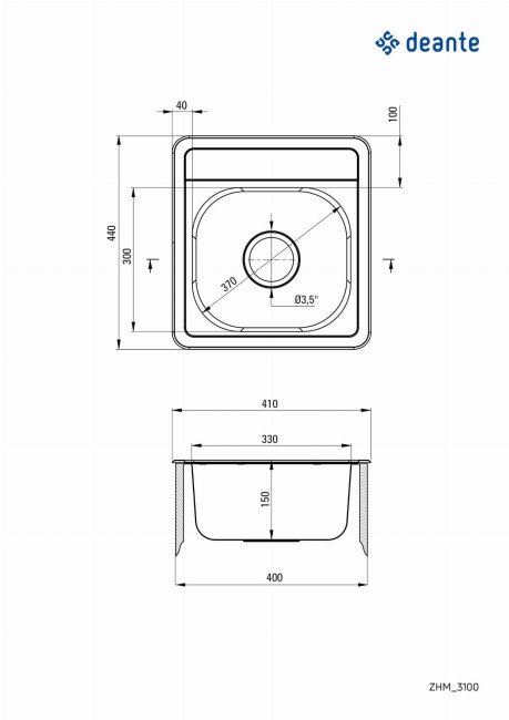Zlewozmywak stalowy 1-komorowy, wykończenie: stal, dekor