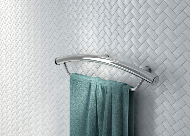 Uchwyt ścienny miejsce na ręcznik - 2w1, wykończenie: stal