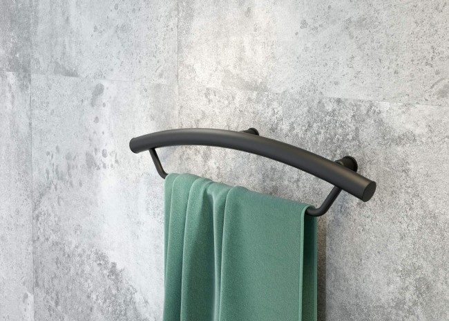 Uchwyt ścienny miejsce na ręcznik - 2w1, wykończenie: nero