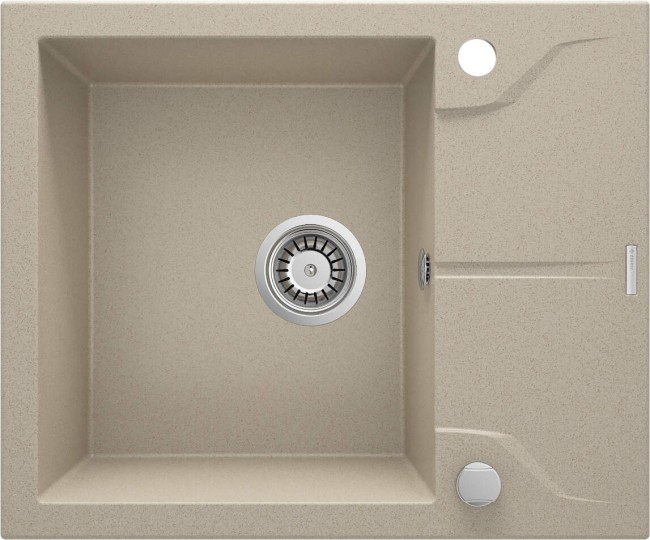 Zlewozmywak granitowy 1-komorowy z ociekaczem, wykończenie: piasek