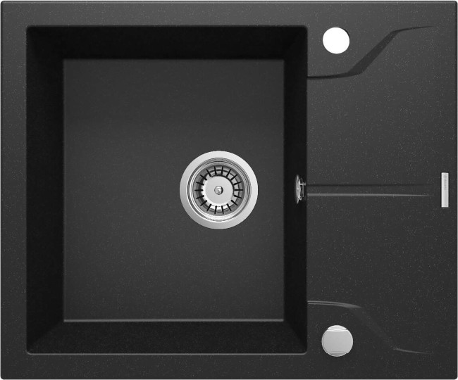 Zlewozmywak granitowy 1-komorowy z ociekaczem, wykończenie: grafit metalik