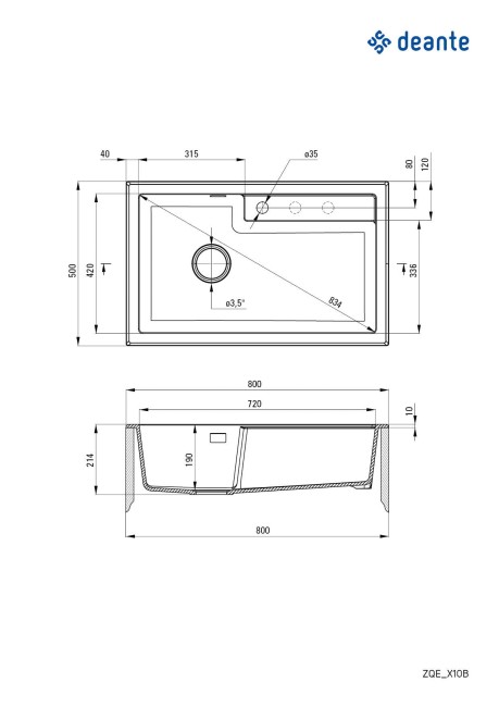 Zlewozmywak granitowy 1-komorowy, wykończenie: antracyt metalik