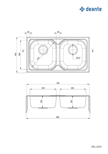 Zlewozmywak stalowy 2-komorowy, wykończenie: stal, dekor