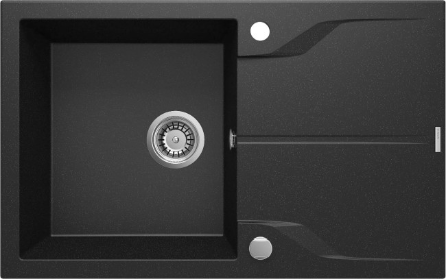 Zlewozmywak granitowy 1-komorowy z ociekaczem, wykończenie: grafit metalik